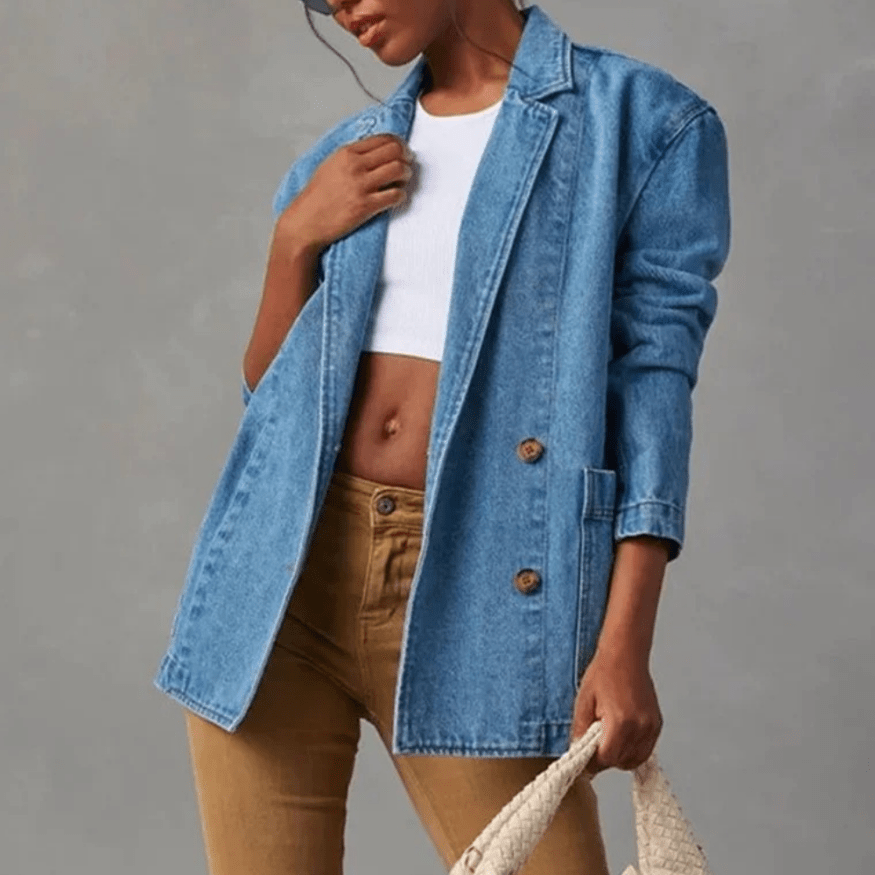 Giacca Donna in Denim Casual Vestibilità Regular