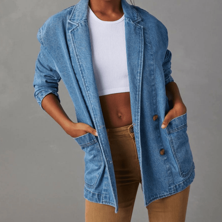 Giacca Donna in Denim Casual Vestibilità Regular