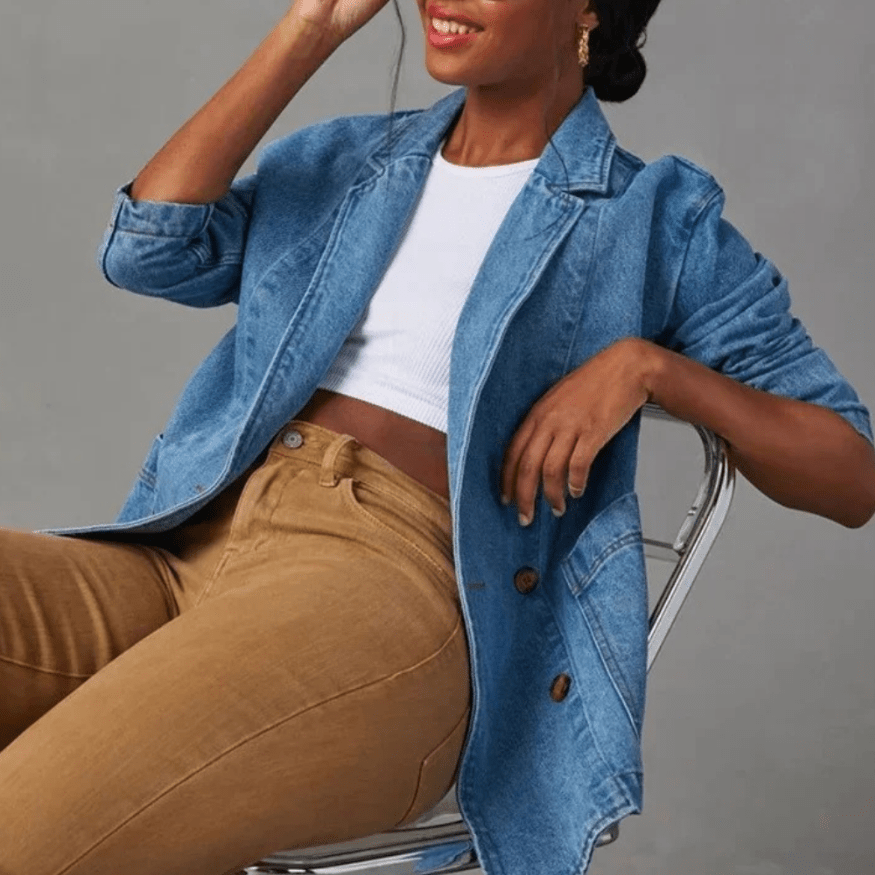Giacca Donna in Denim Casual Vestibilità Regular
