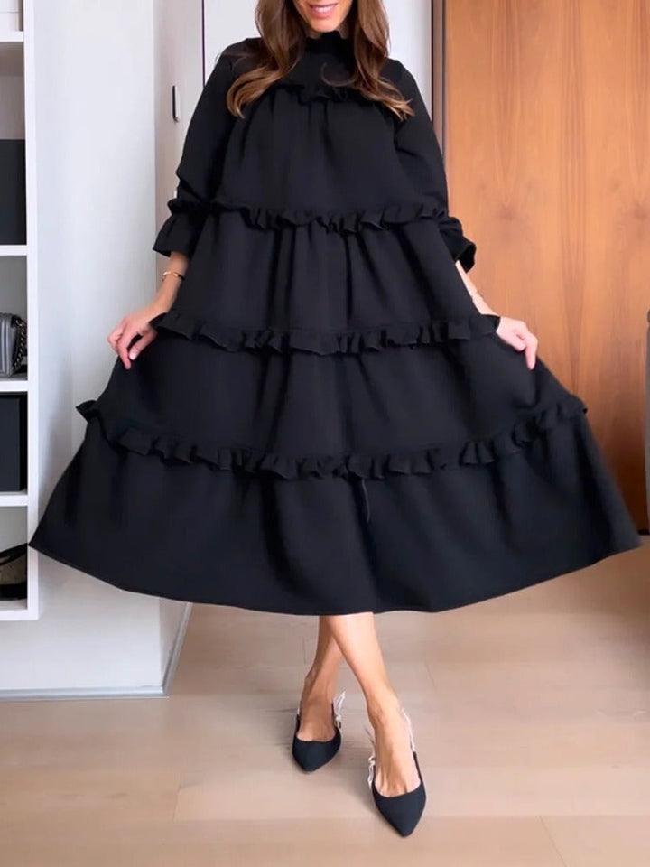 Vela | Vestito Donna Midi a Balze Maniche Lunghe 5