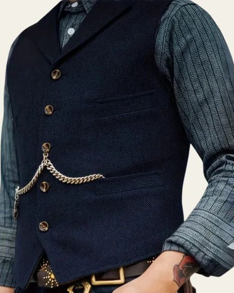 Vestano | Gilet Uomo in Tweed Spina di Pesce Revers a Lancia 2