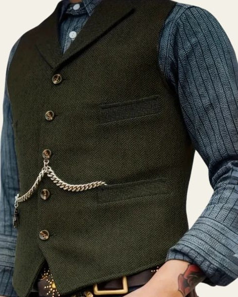 Vestano | Gilet Uomo in Tweed Spina di Pesce Revers a Lancia 6