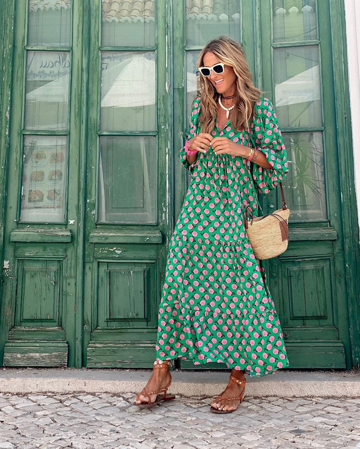 Vestito Lungo Donna Stile Boho Vestibilità Fluida - Vesarelli