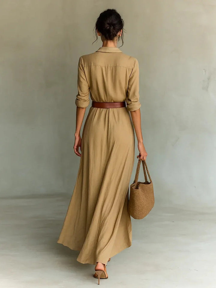 Vestito lungo Donna | Scollatura a V & Vita Definita con Cintura
