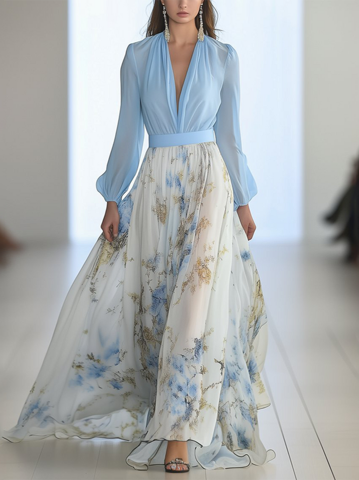 Vestito Lungo Donna Scollo a V Vestibilità Slim - Vesarelli