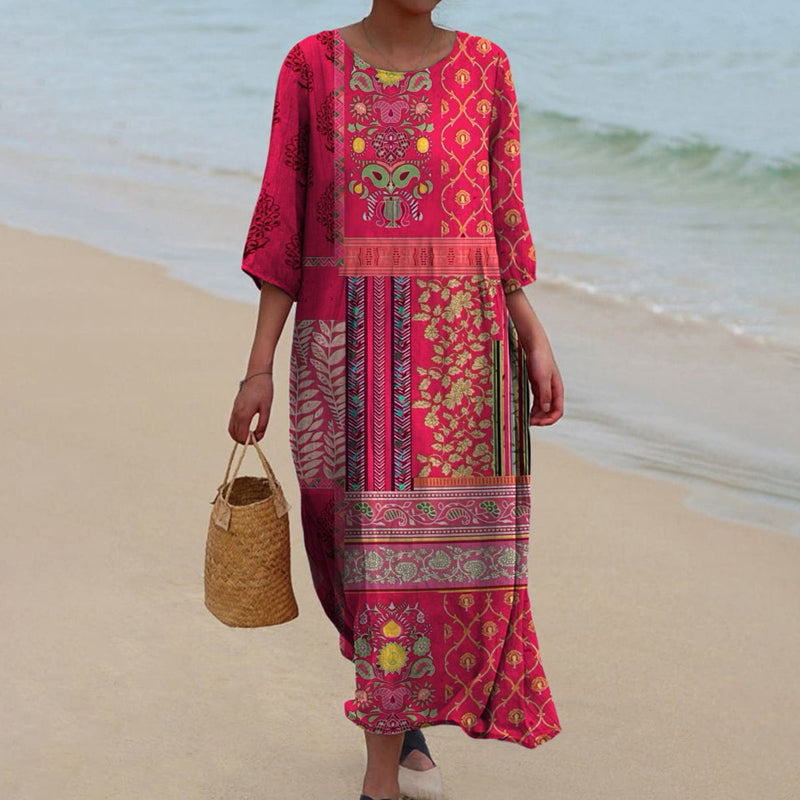Vestito lungo Donna Stile Boho Vestibilità Morbida - Vesarelli
