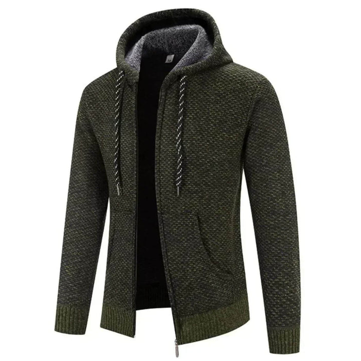 Felpa Uomo con Cappuccio Foderata Pile Cardigan Spesso Comodo - Vesarelli