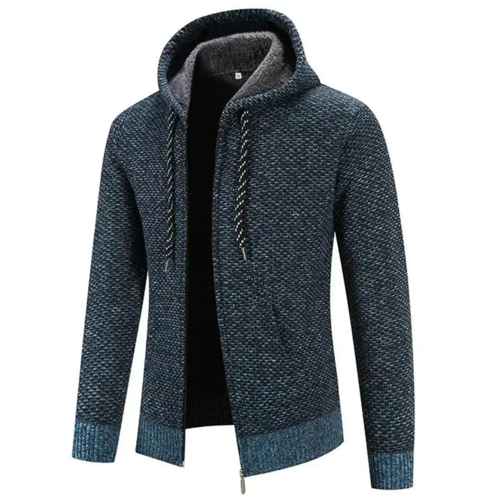 Felpa Uomo con Cappuccio Foderata Pile Cardigan Spesso Comodo