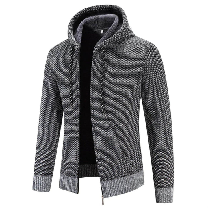 Felpa Uomo con Cappuccio Foderata Pile Cardigan Spesso Comodo