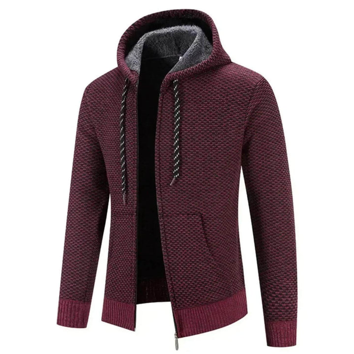 Felpa Uomo con Cappuccio Foderata Pile Cardigan Spesso Comodo