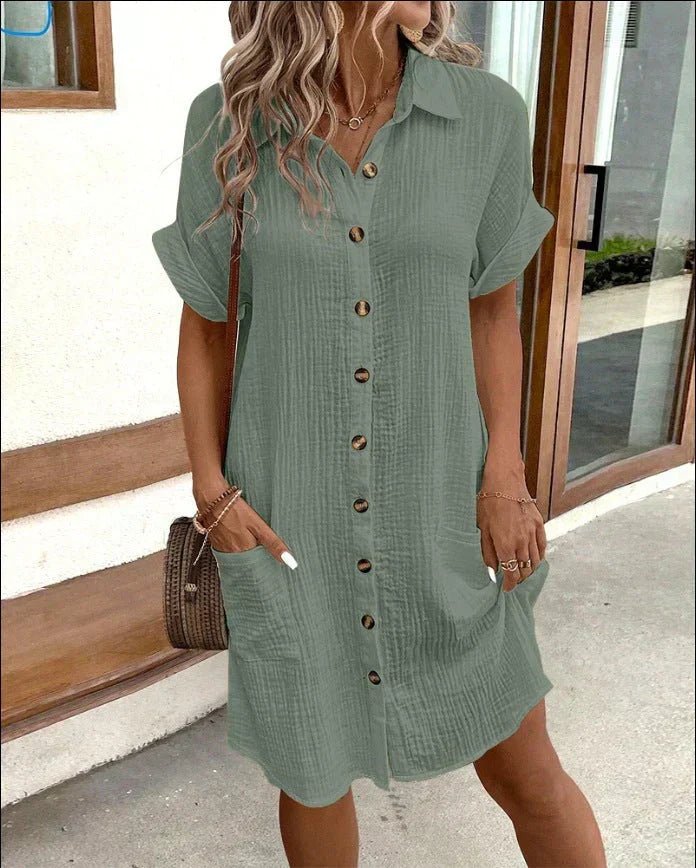 Vestito Camicia Donna Casual Morbido Confortevole