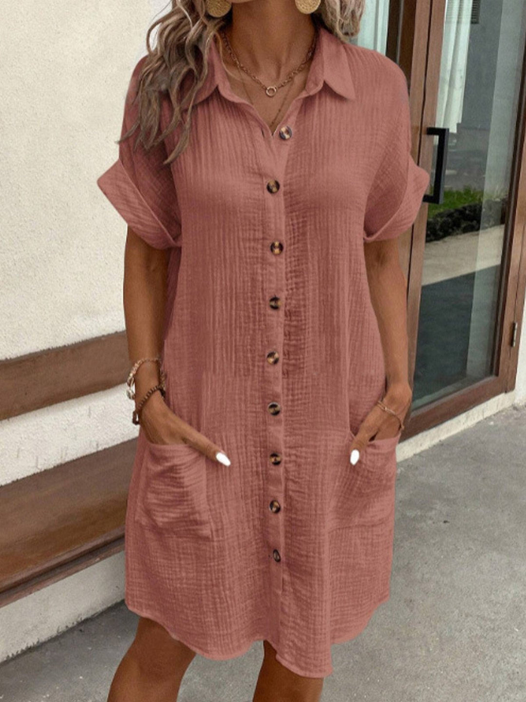 Vestito Camicia Donna Casual Morbido Confortevole