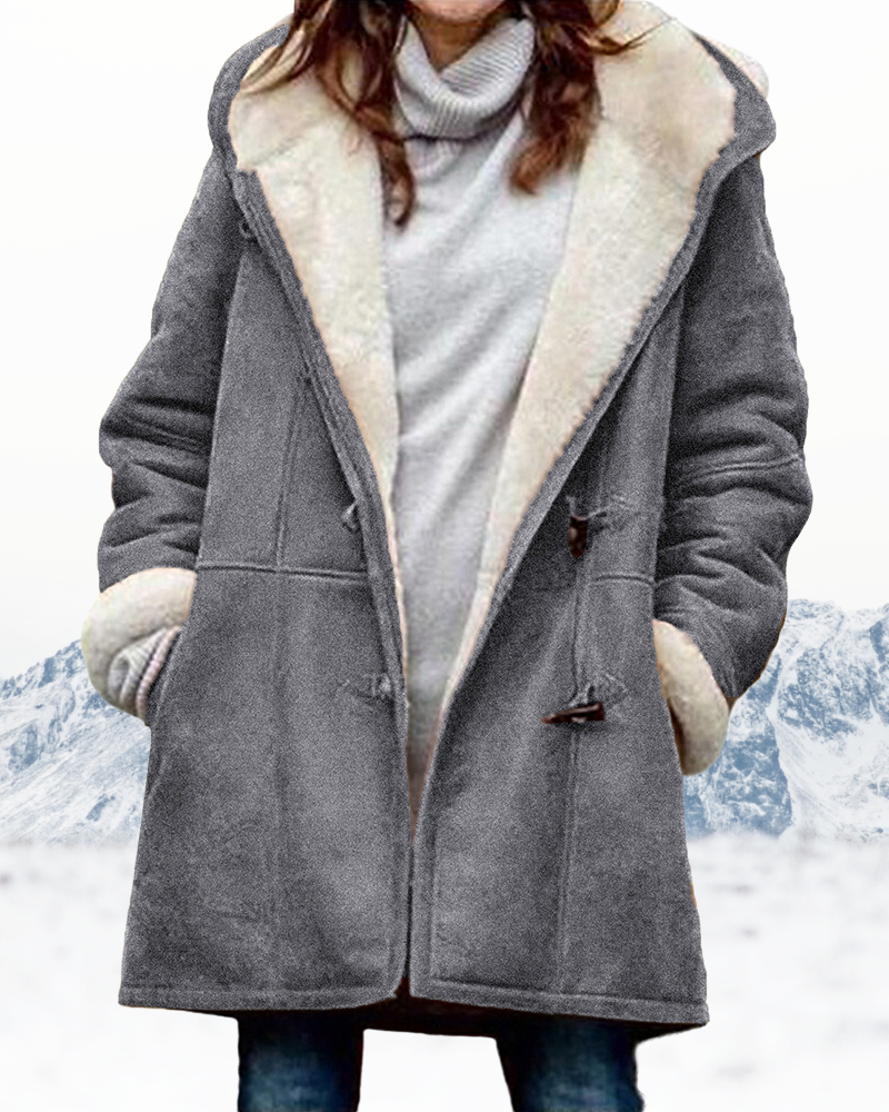 Cappotto Duffle Donna Lungo Foderato in Pile con Cappuccio Morbido