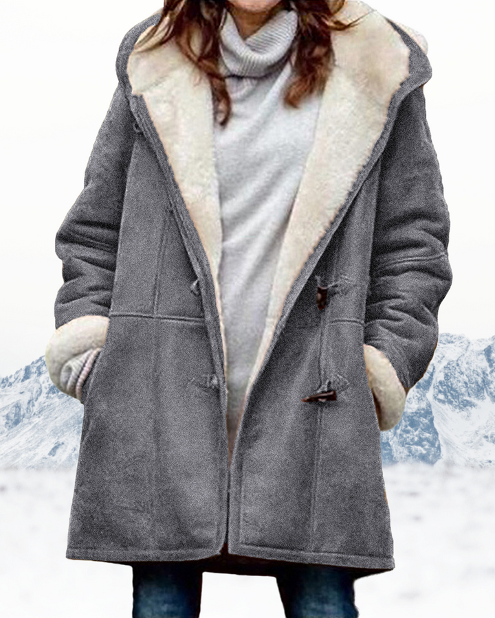 Cappotto Duffle Donna Lungo Foderato in Pile con Cappuccio Morbido