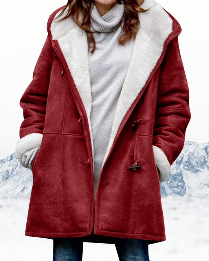 Cappotto Duffle Donna Lungo Foderato in Pile con Cappuccio Morbido