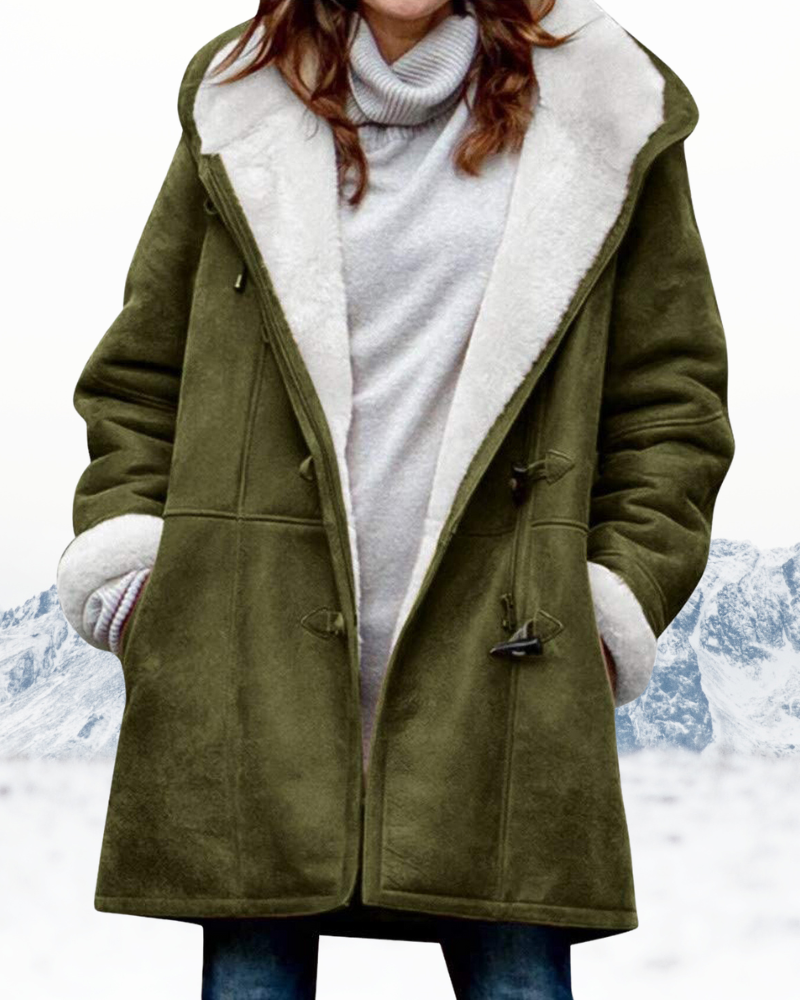 Cappotto Duffle Donna Lungo Foderato in Pile con Cappuccio Morbido