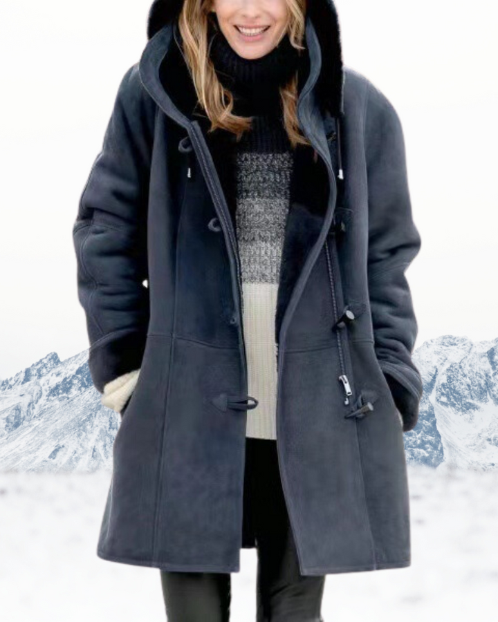 Cappotto Duffle Donna Lungo Foderato in Pile con Cappuccio Morbido - Vesarelli