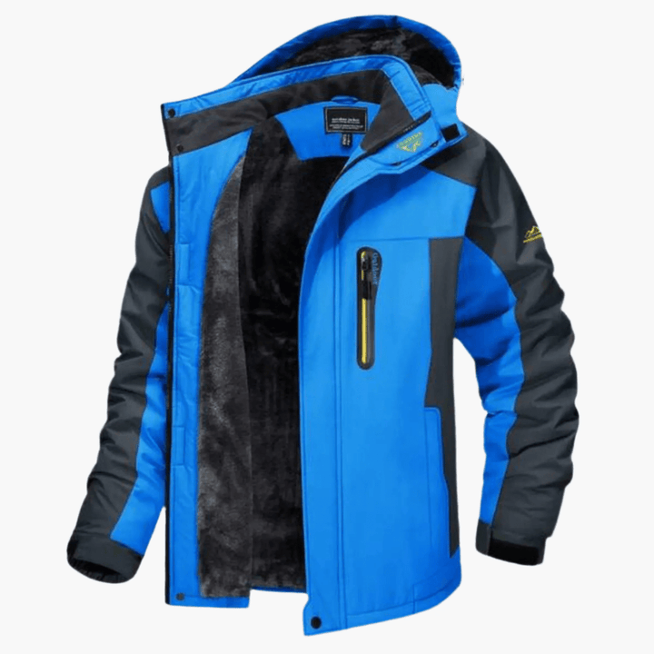 Giacca Uomo Impermeabile con Cappuccio Fodera in Pile Outdoor