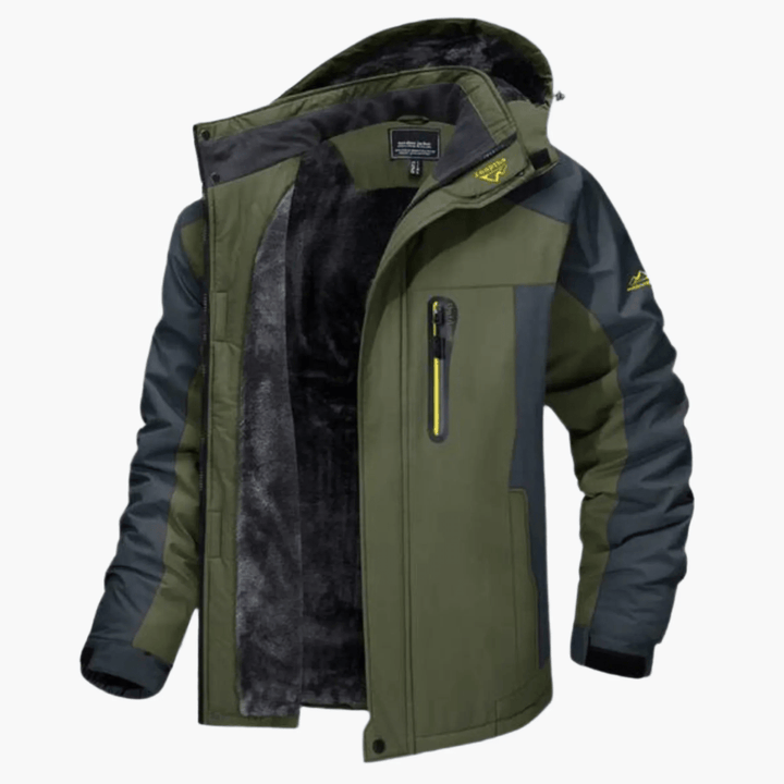 Giacca Uomo Impermeabile con Cappuccio Fodera in Pile Outdoor