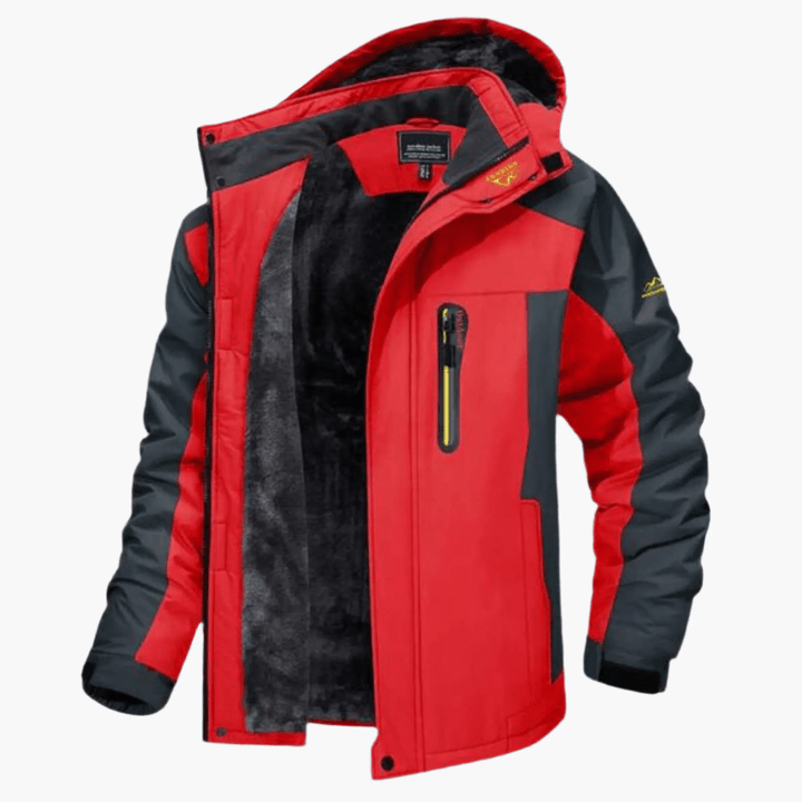 Giacca Uomo Impermeabile con Cappuccio Fodera in Pile Outdoor