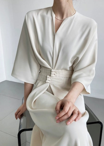 Tuta Donna in Crêpe Drappeggiata Stile Elegante Autunnale - Vesarelli