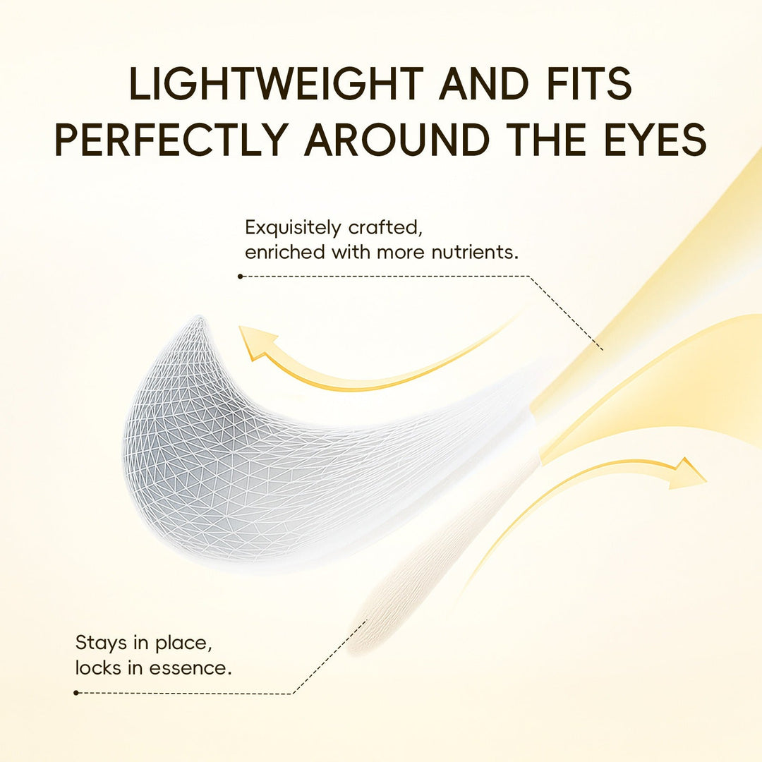 Maschera occhi leggera, si adatta perfettamente, arricchita di nutrienti, trattiene l'essenza. Design elegante, cura occhi efficace.