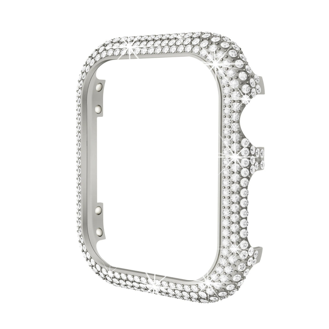 Cover in cristalli per smartwatch, elegante e scintillante, perfetta per personalizzare e proteggere il dispositivo. Accessorio di lusso per orologi digitali.