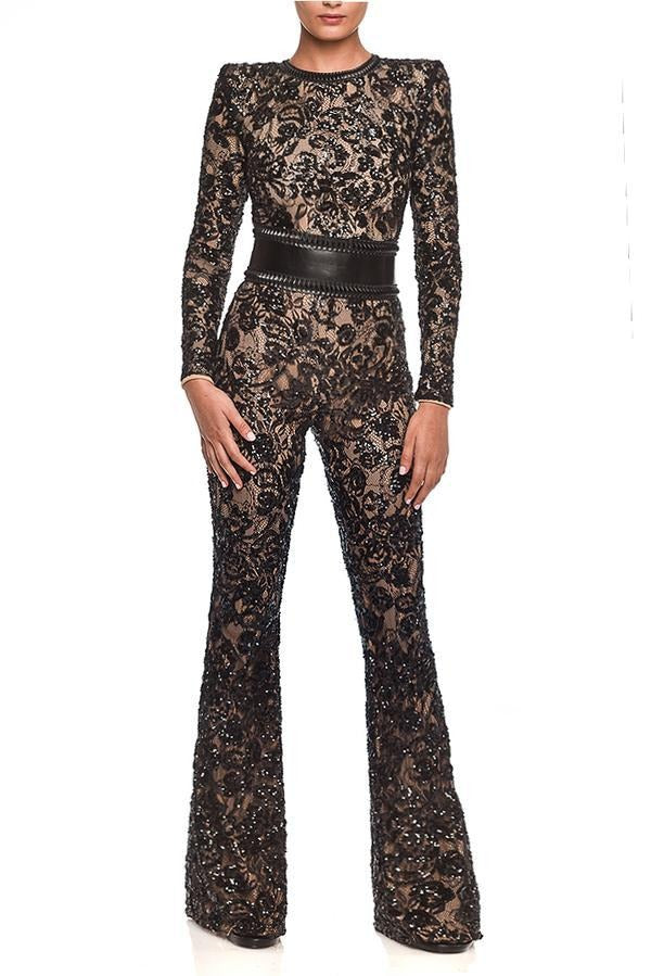 Tuta Donna in Pizzo con Cintura Taglio Elegante - Vesarelli