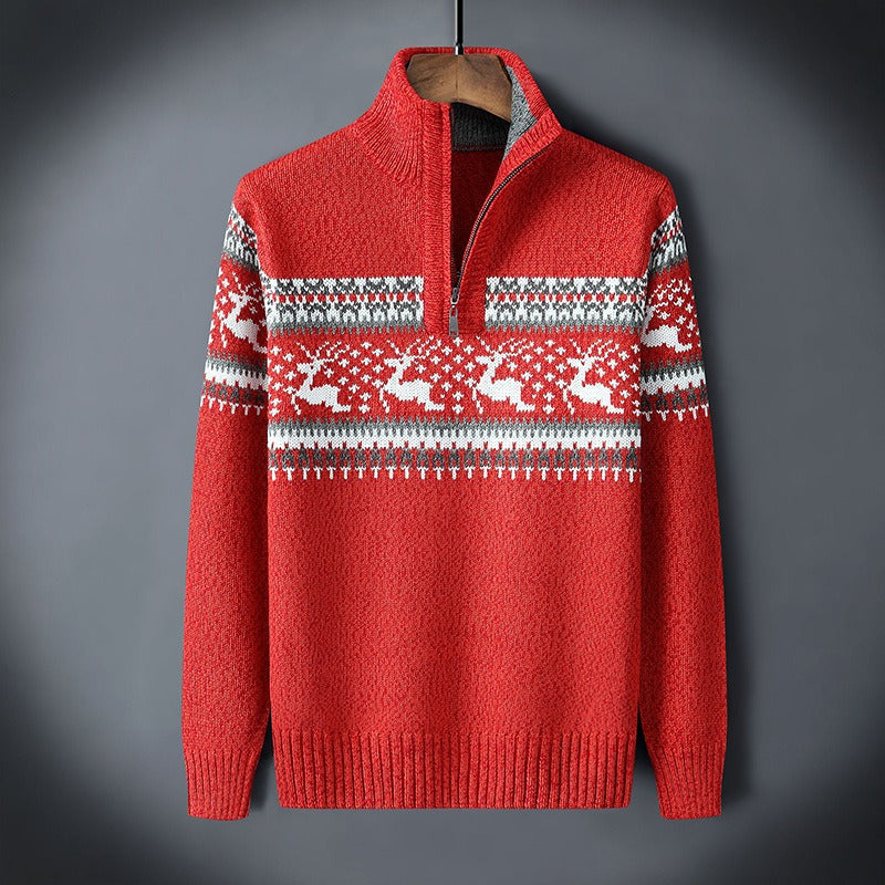 Maglione Uomo in Maglia Calda con Cerniera