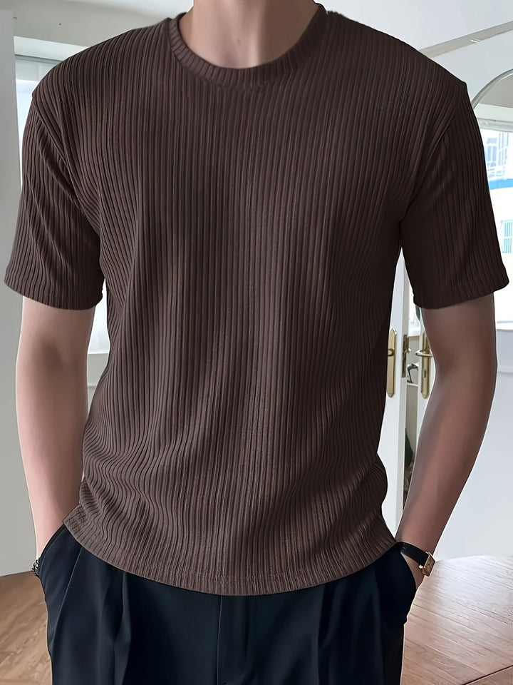 Maglia Uomo Leggera in Maglia a Coste Girocollo Manica Lunga Slim - Vesarelli