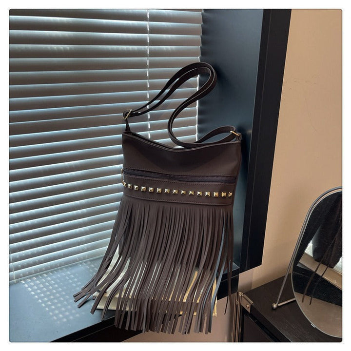 Borsa Tracolla Donna in Pelle con Frange Stile Retrò