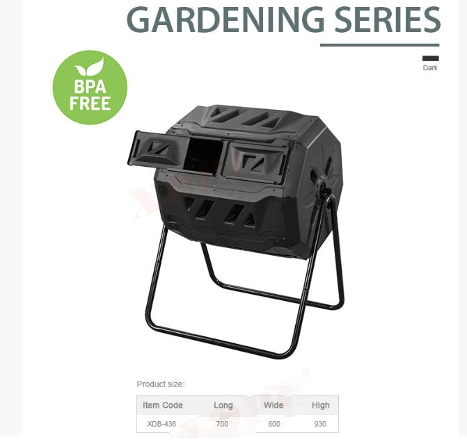 Compostiera a Doppia Camera Rotante per Rifiuti Giardinaggio Ecologico