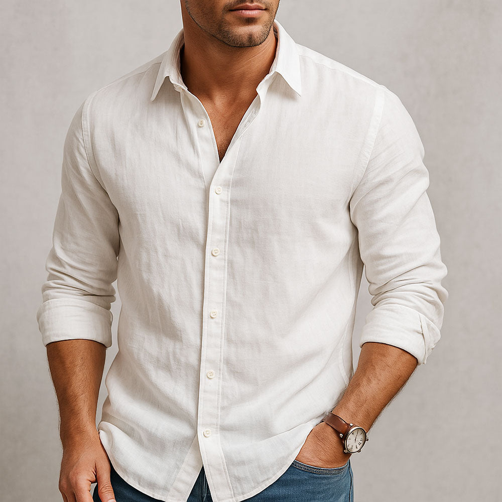Camicia Uomo Lino Traspirante Stile Essenziale Leggera