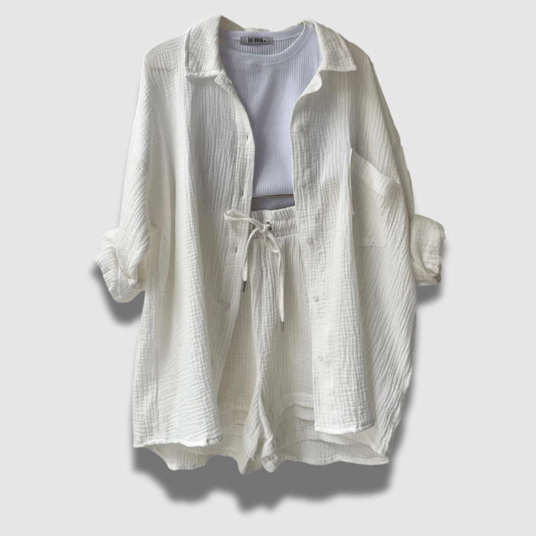 Set Due Pezzi Donna Leggero Estivo Stile Raffinato