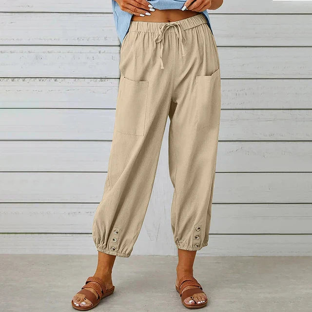 Pantaloni Corti Donna Cotone Elastico in Vita Casual Comodi