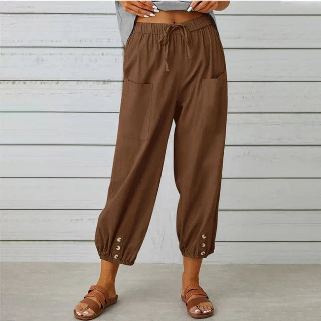 Pantaloni Corti Donna Cotone Elastico in Vita Casual Comodi
