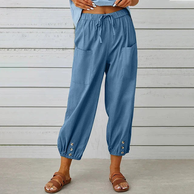 Pantaloni Corti Donna Cotone Elastico in Vita Casual Comodi