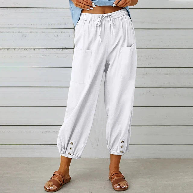Pantaloni Corti Donna Cotone Elastico in Vita Casual Comodi