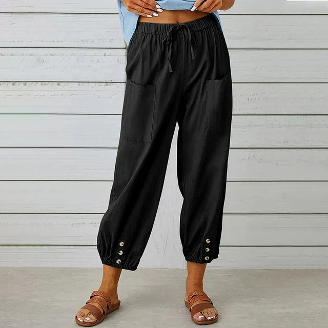 Pantaloni Corti Donna Cotone Elastico in Vita Casual Comodi