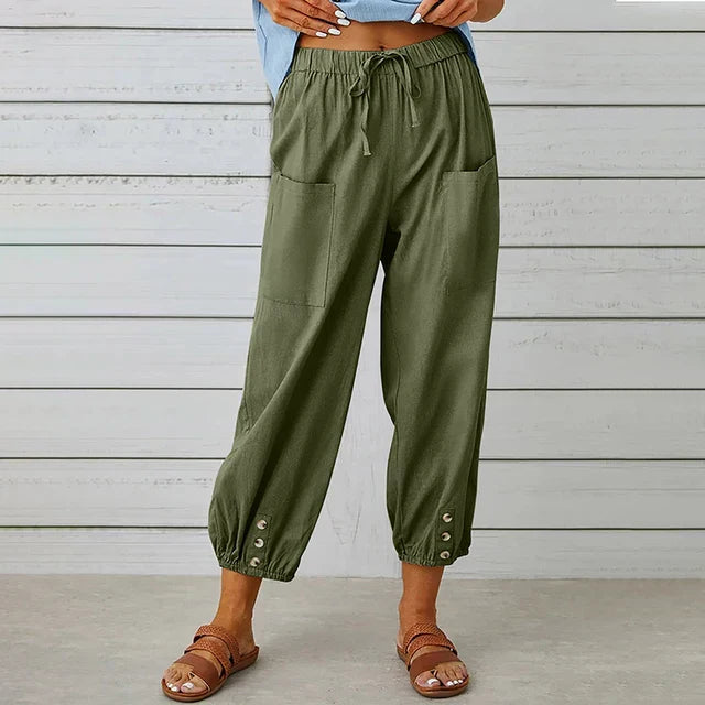 Pantaloni Corti Donna Cotone Elastico in Vita Casual Comodi