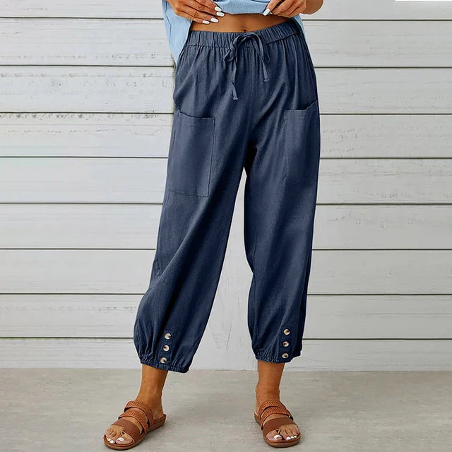 Pantaloni Corti Donna Cotone Elastico in Vita Casual Comodi - Vesarelli