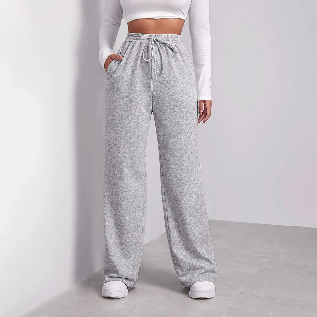 Pantaloni Donna Gamba Dritta Tessuto Versatile