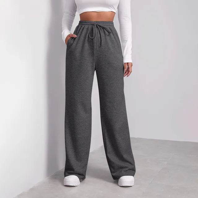 Pantaloni Donna Gamba Dritta Tessuto Versatile