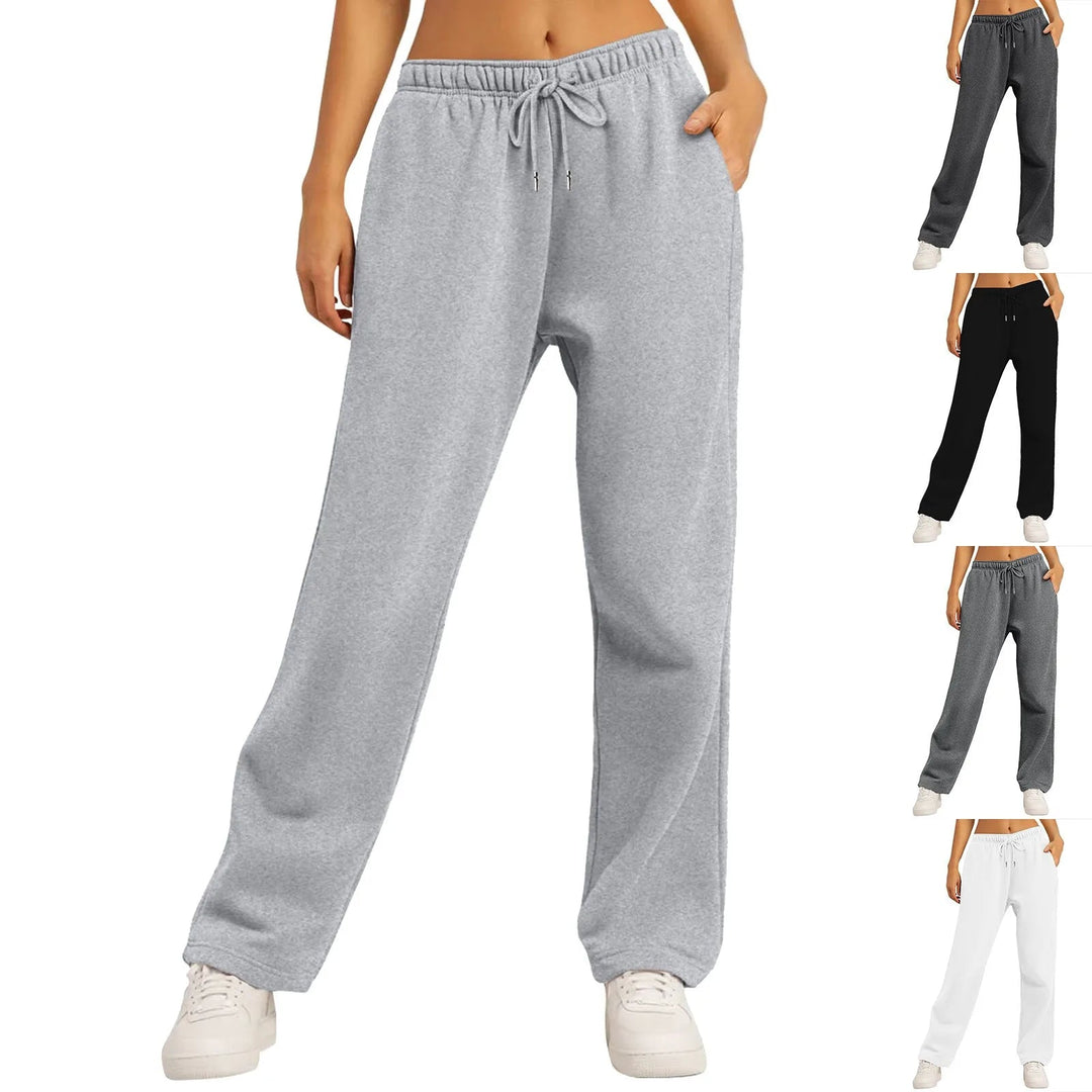 Pantaloni Donna Gamba Dritta Tessuto Versatile