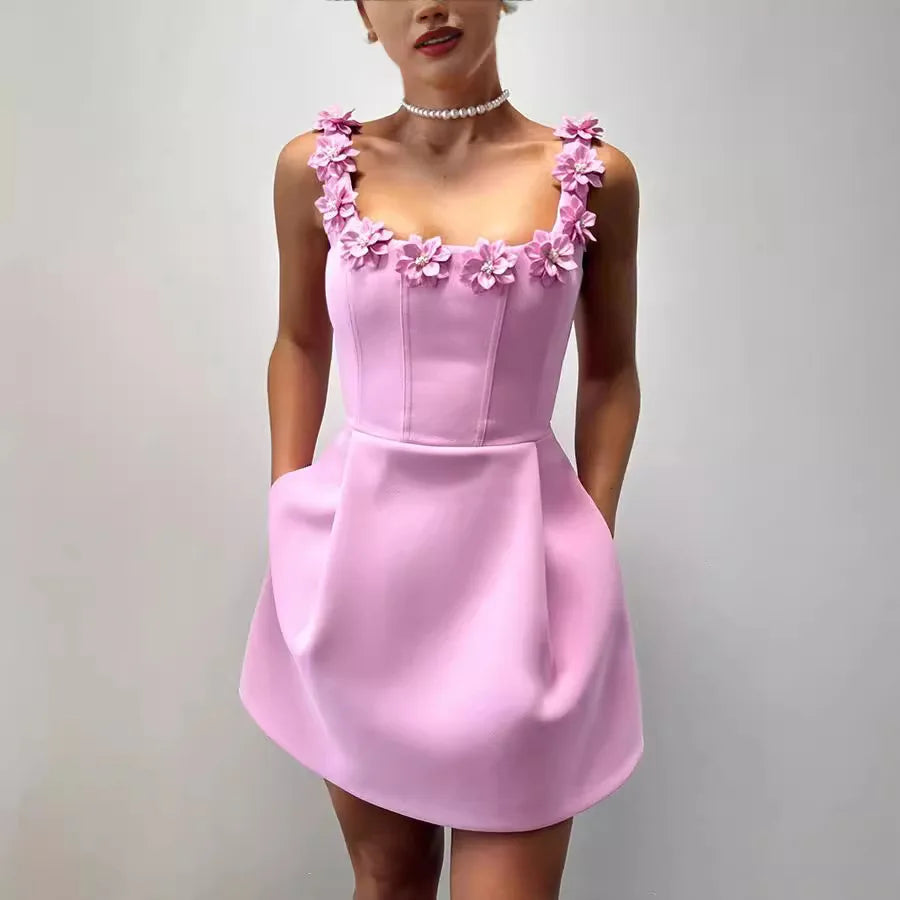 Abito Corto Donna Fantasia Floreale Estivo Raffinato