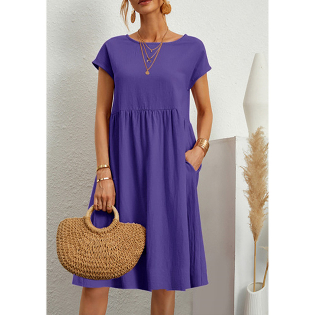 Abito Midi Donna Estivo Semplice Vestibilità Regolare