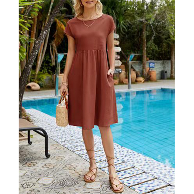 Abito Midi Donna Estivo Semplice Vestibilità Regolare