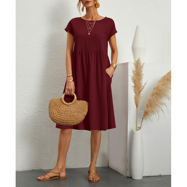 Abito Midi Donna Estivo Semplice Vestibilità Regolare