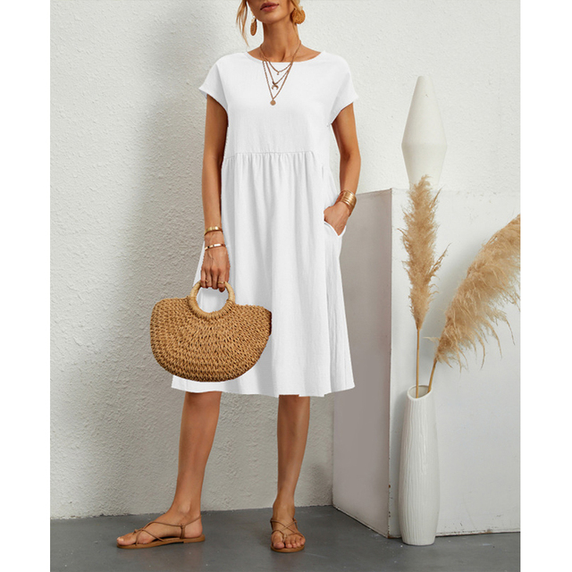 Abito Midi Donna Estivo Semplice Vestibilità Regolare