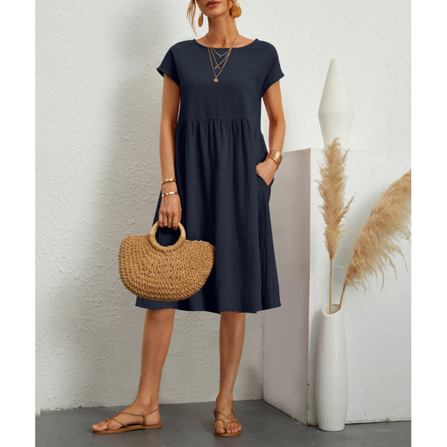 Abito Midi Donna Estivo Semplice Vestibilità Regolare